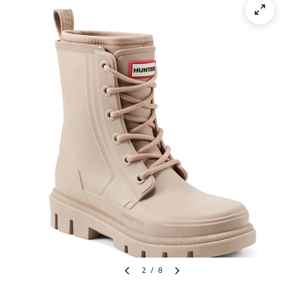 Hunter Women's Diana Beige Lace-Up Boots NEW IN BOX